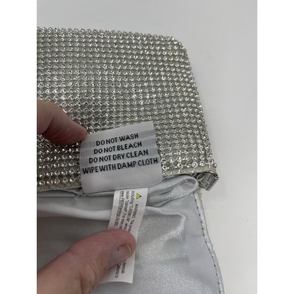 Women's Studded Clutch Purse Silver Chain Strap - Picture 10 of 12